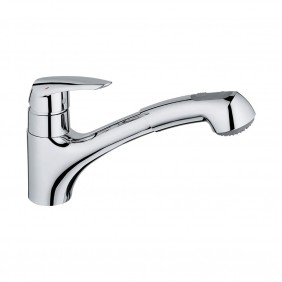 Rubinetto per lavello grohe, serie eurodisc new, bocca girevole con doccetta estraibile a due getti Grohe SCARUB0240CR