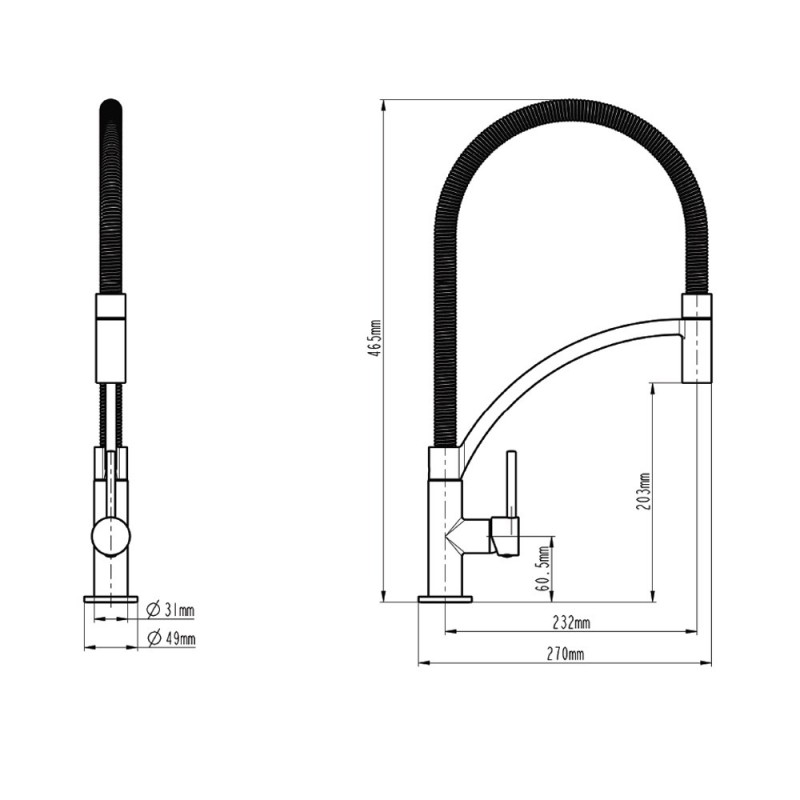 Miscelatore serie orlando per lavello cucina a bocca alta con doccetta estraibile monogetto Idrobric SCARUB0790AC