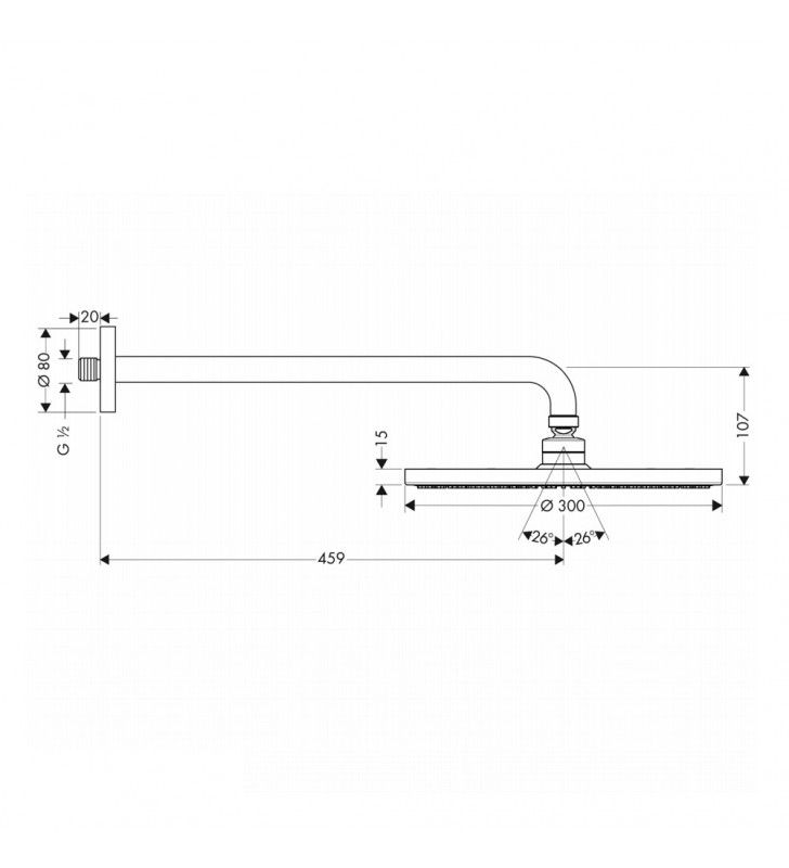 Soffione raindance s 300 air 1jet con braccio doccia 450mm Hansgrohe SCASOF0064CR