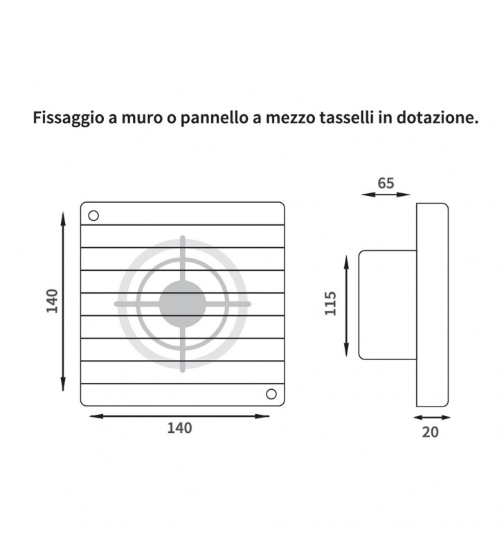 Aspiratore da parete assiale in termoplastico 120 - 15 watt Idrobric SFUASP0091AS