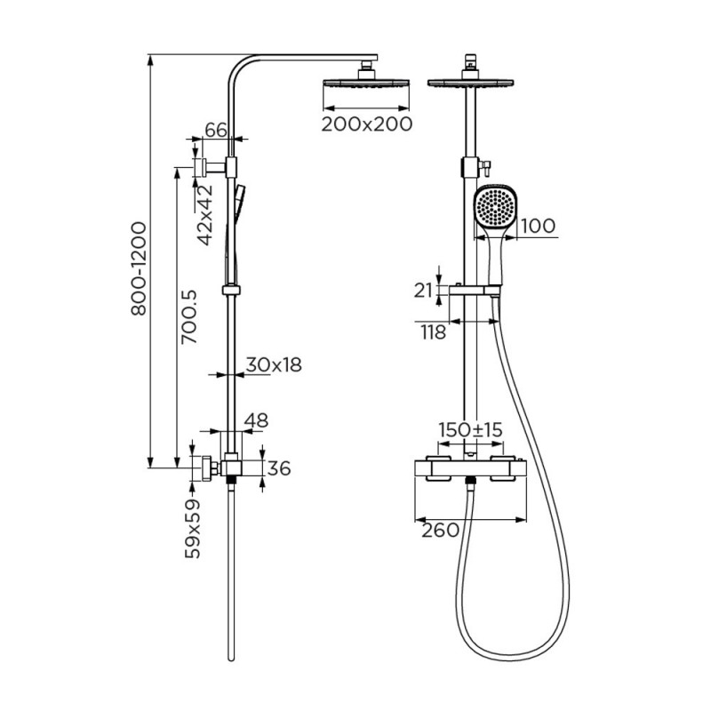 Colonna doccia serie laguna cromata con termostatico Idrobric SCACOL0145CR