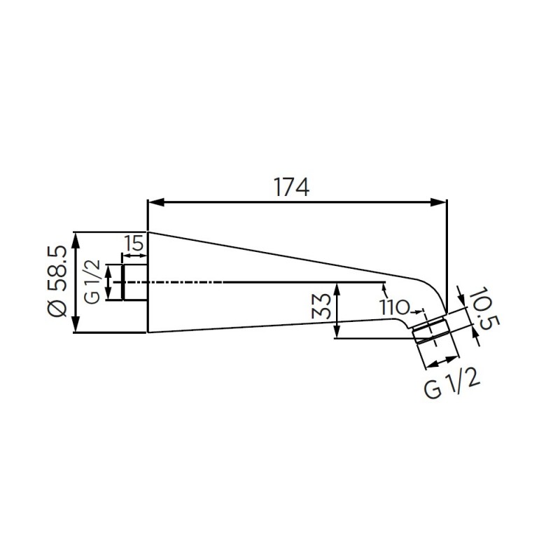 Braccio doccia 17,5 cm, cromato Idrobric CARBRA0015CR