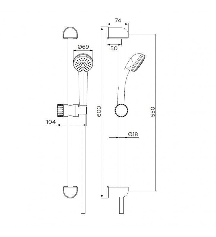 Saliscendi serie kimera, cromato ad 1 getto Idrobric BLISAL0069CR