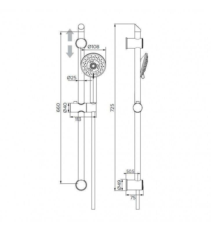 Saliscendi serie edera cromato, a 5 getti Idrobric BLISAL0120CR