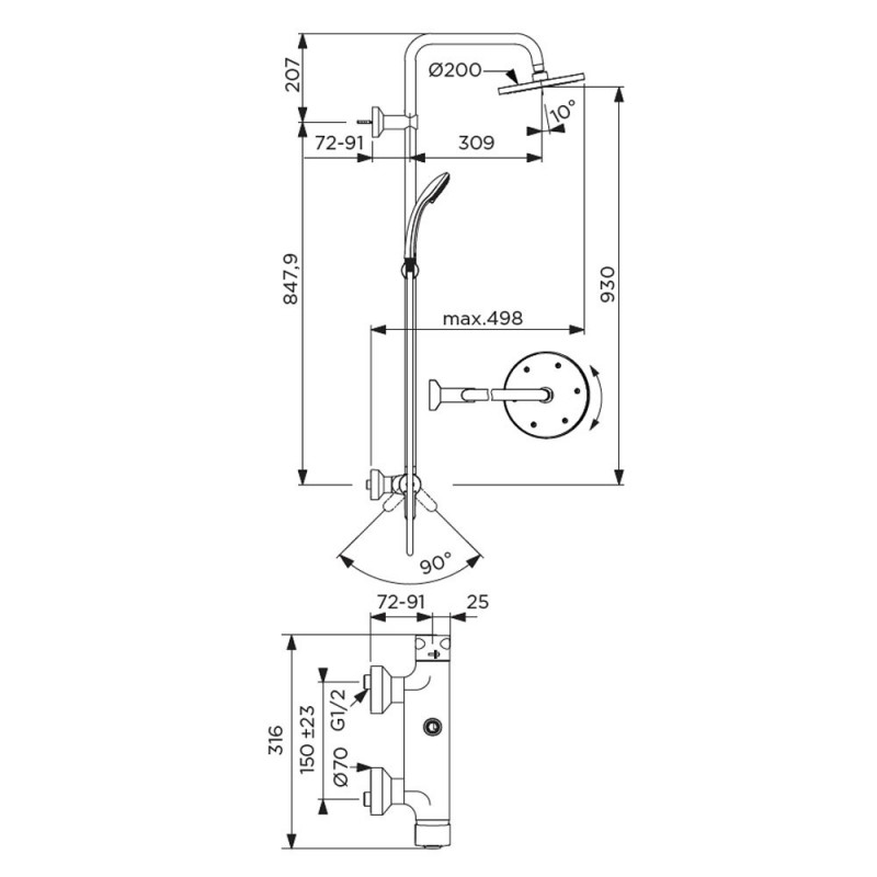 Colonna doccia serie idealrain soft ideal standard, cromata Ideal Standard SCACOL0140CR