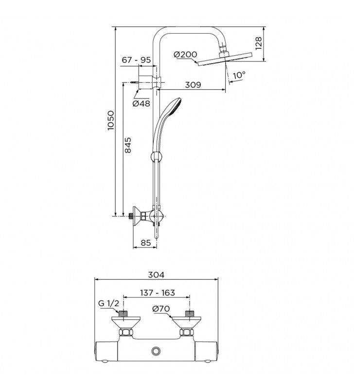 Colonna doccia ideal standard serie idealjet con miscelatore termostatico, cromata Ideal Standard SCACOL0089CR