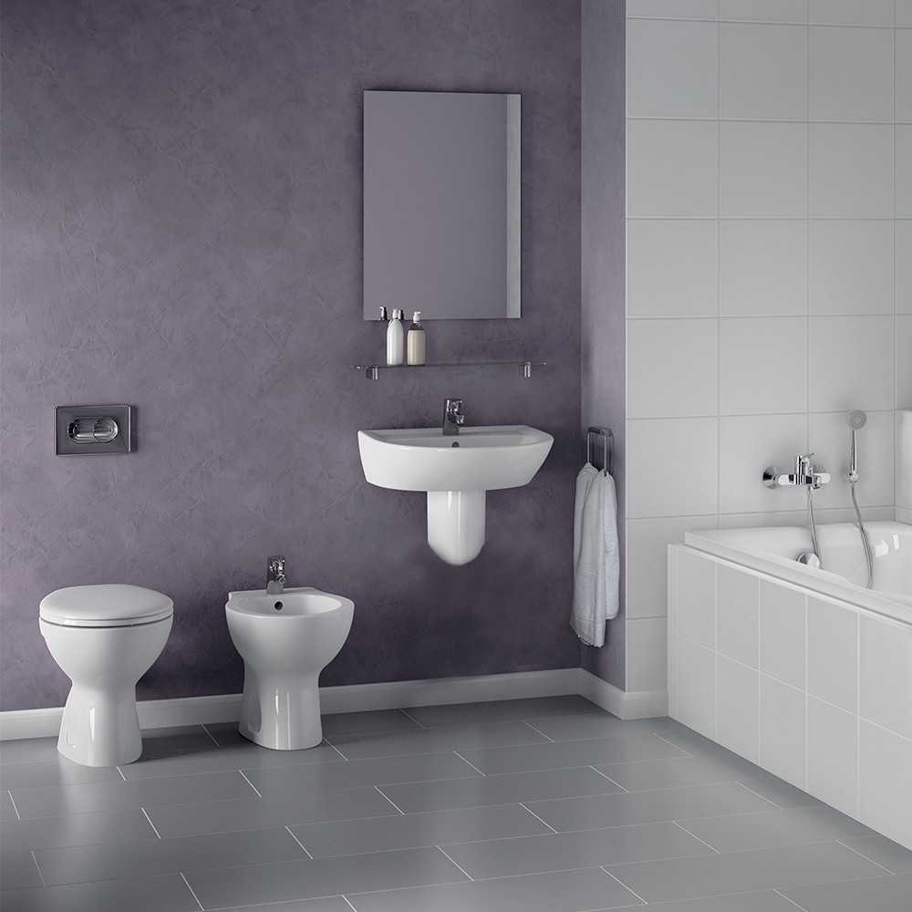 Lavabi Bagno Ceramica Dolomite.Set Sanitari A Terra Serie Quarzo Palio Con Lavabo Idroclic