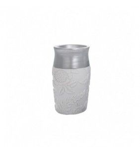 Bicchiere bianco/argento in resina - serie damasco Aquasanit QD6100WK