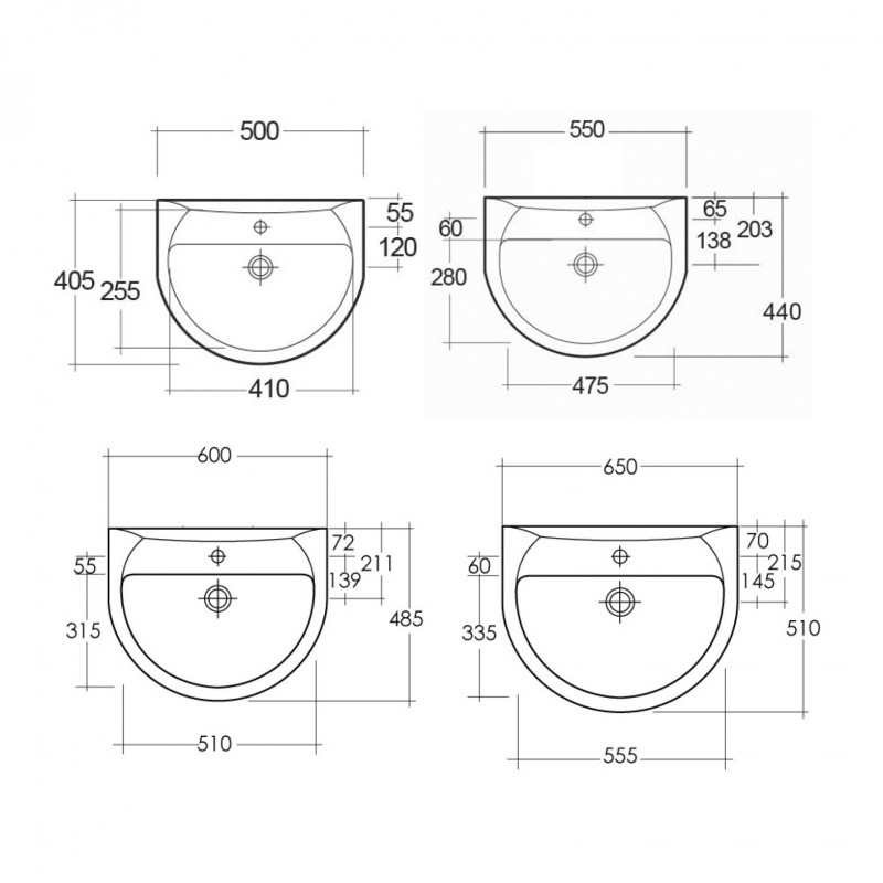 Lavabo karla 50 cm monoforo Rak Ceramics 180-K100-50