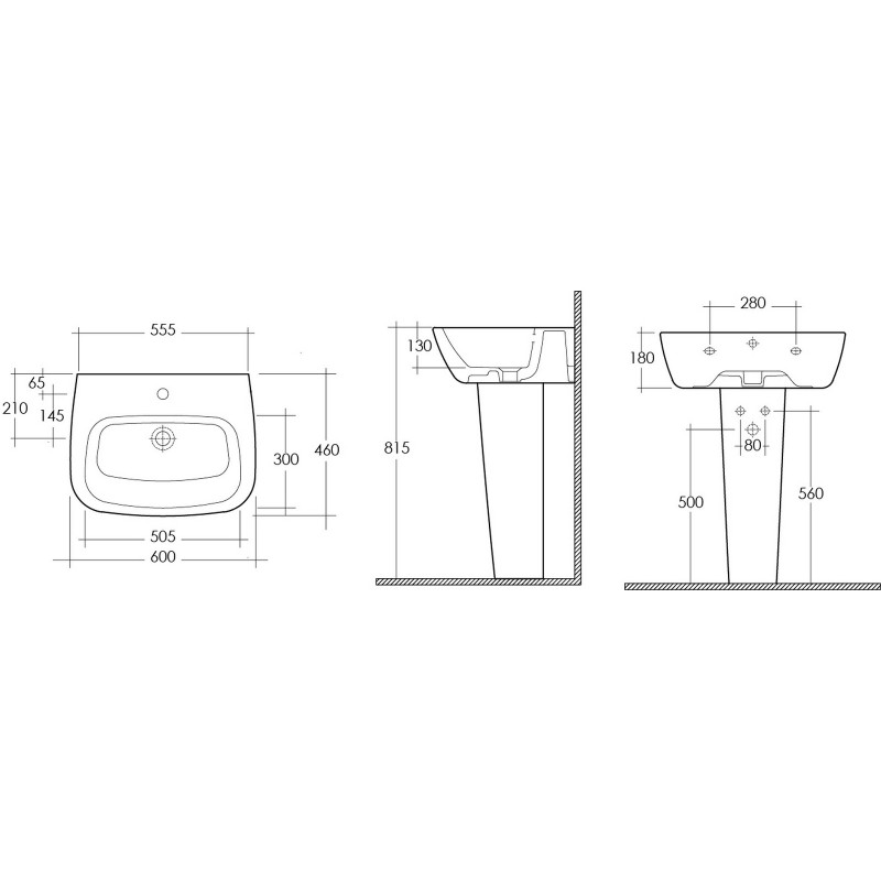 Lavabo serie one monoforo 60 cm Rak Ceramics 181-L100-60