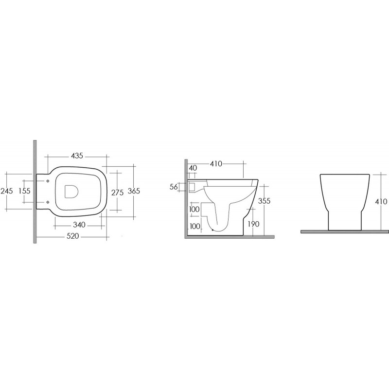 Vaso one filo muro con scarico universale Rak Ceramics 181-L400