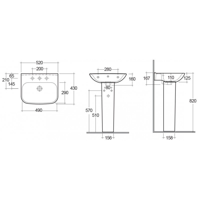 Lavabo serie origin 45 cm Rak Ceramics 181-O100-45