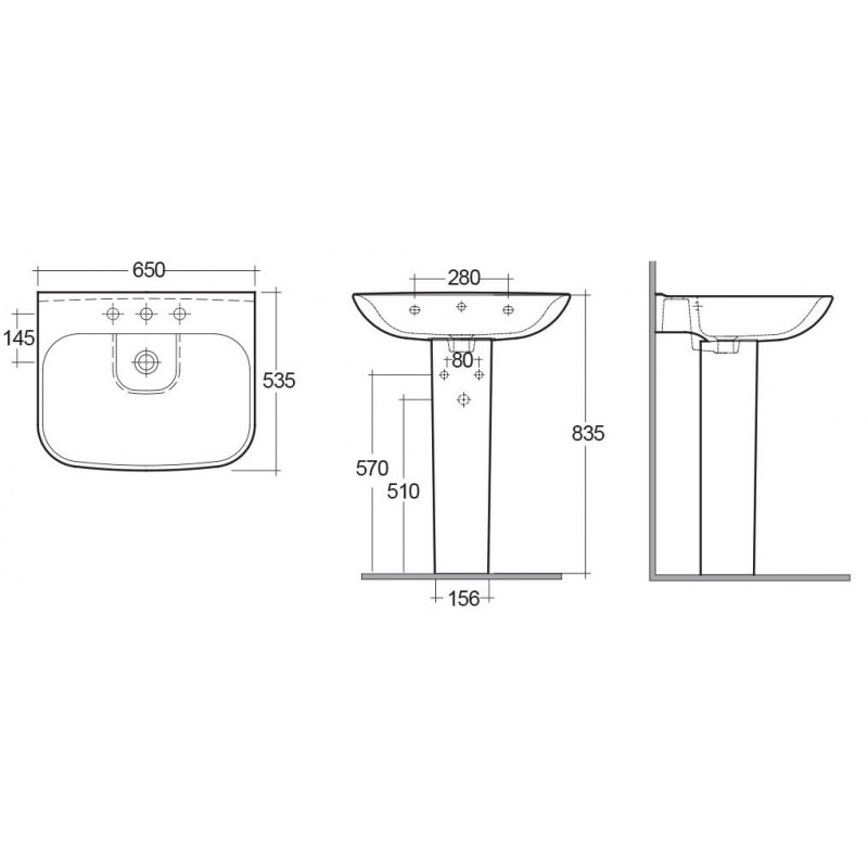 Lavabo serie origin 45 cm Rak Ceramics 181-O100-45