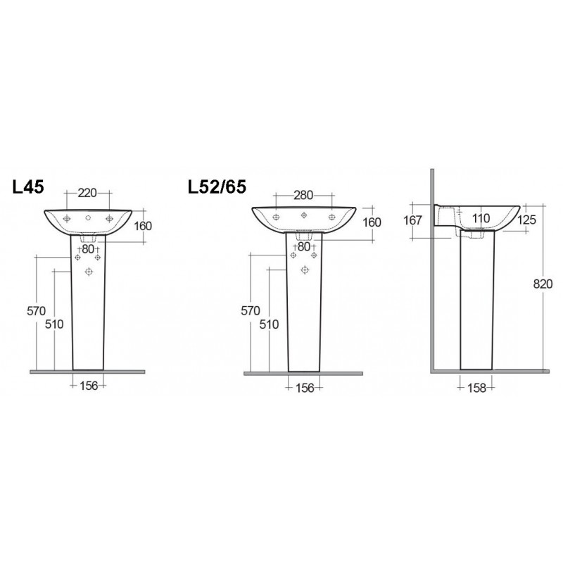 Colonna lavabo serie origin 70 cm Rak Ceramics 181-O200-70