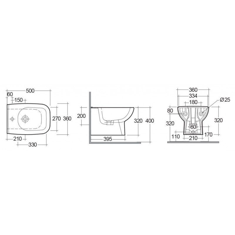 Bidet sospeso origin Rak Ceramics 181-O310-R