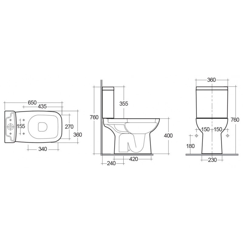 Vaso monoblocco origin scarico a muro Rak Ceramics 181-O420-M