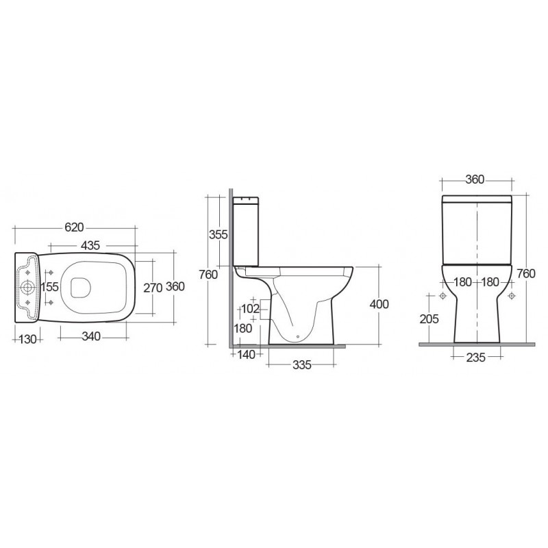 Vaso monoblocco origin con scarico a pavimento Rak Ceramics 181-O420-P