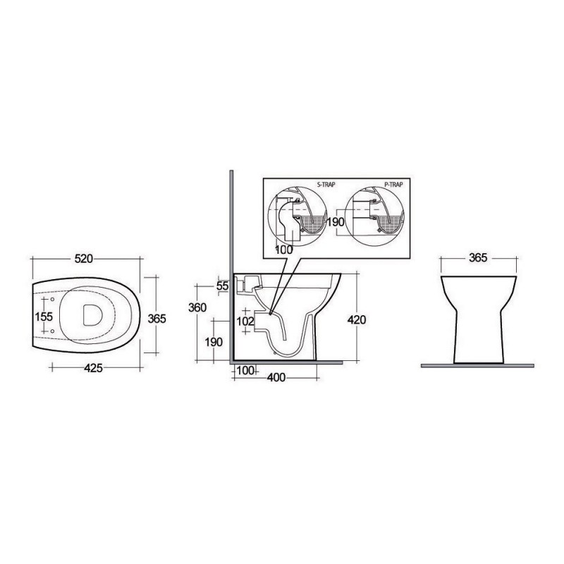 Vaso filo muro rimless morning con scarico universale Rak Ceramics 181-R450