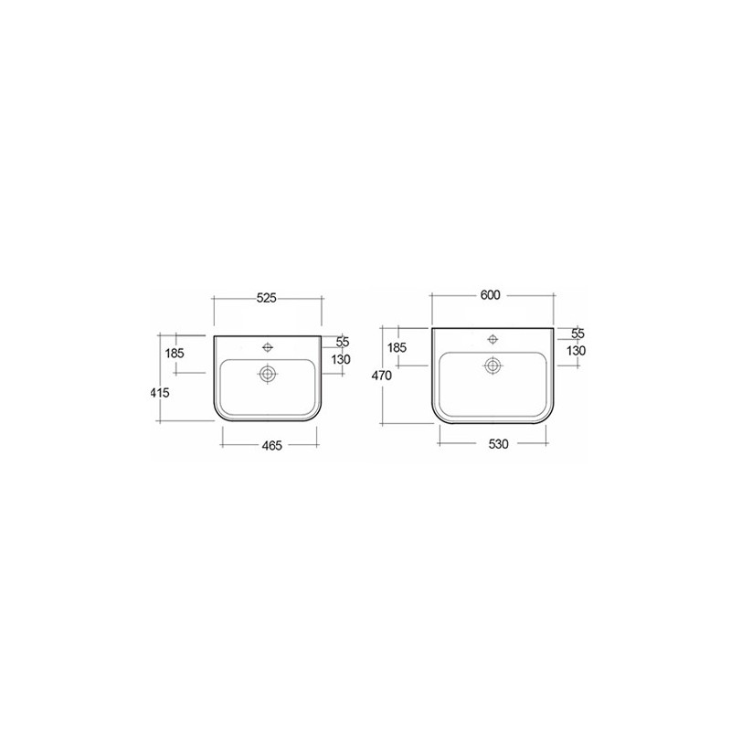 Lavabo metropolitan 52cm con troppo pieno Rak Ceramics 182-H100-52