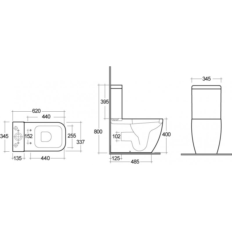 Vaso monoblocco filomuro metropolitan Rak Ceramics 182-H420