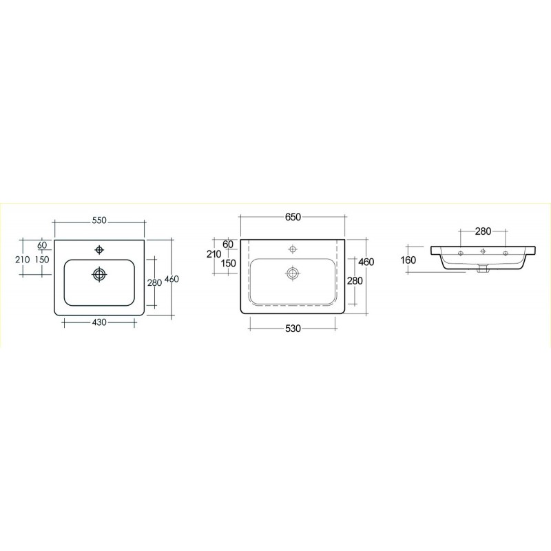 Lavabo serie resort rak ceramics con monoforo 65cm Rak Ceramics 182-V100-65