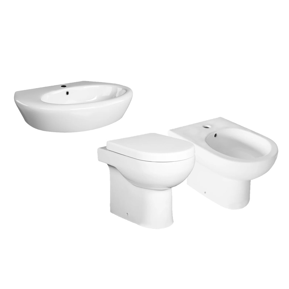 Set Sanitari Filo Muro A Terra Con Lavabo 68 Cm Della Serie Klio Idroclic