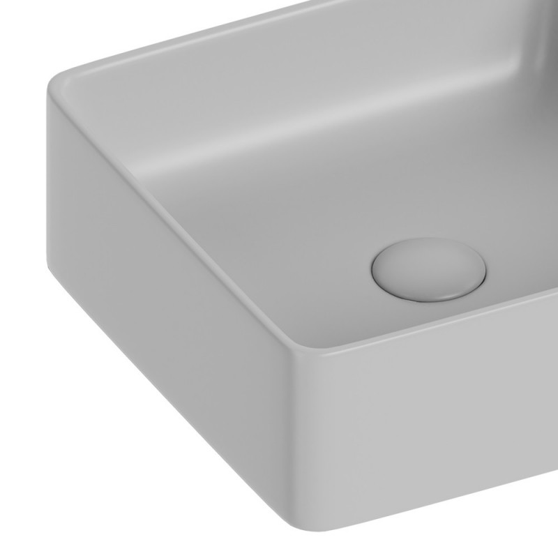 Lavabo d'appoggio quadrato in ceramica da 36x36 cm grigio - Serie Nature Idrobric SCACER0850GR