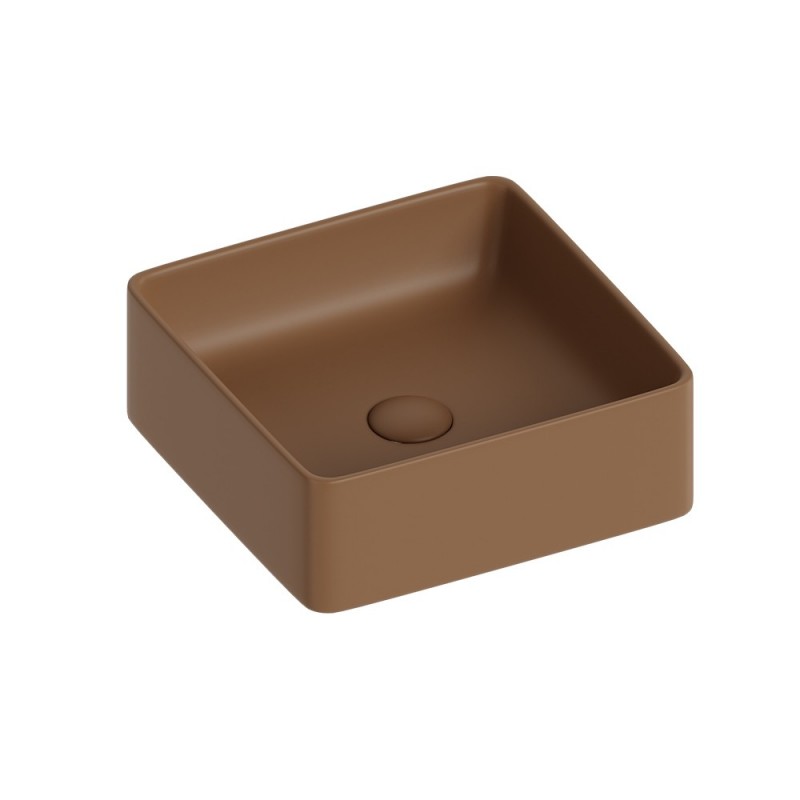 Lavabo d'appoggio quadrato in ceramica da 36x36 cm marrone - Serie Nature Idrobric SCACER0853TR