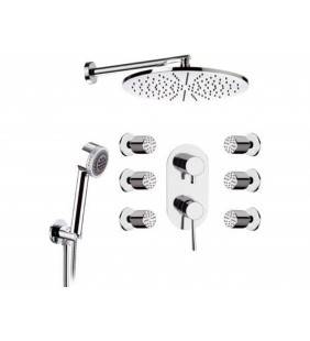 Set doccia con sofffione minimale, doccino minimale e rubinetto - serie minimal Remer N937S01