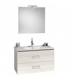 Mobile bagno sospeso 90 cm bianco matrix serie fantasy con lavabo e specchio 142-PF20090-BM