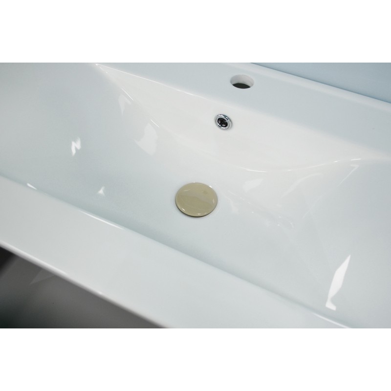 Mobile bagno sospeso noce tranchè 90 cm serie kio con lavabo e specchio DH 142-PK20090-NT