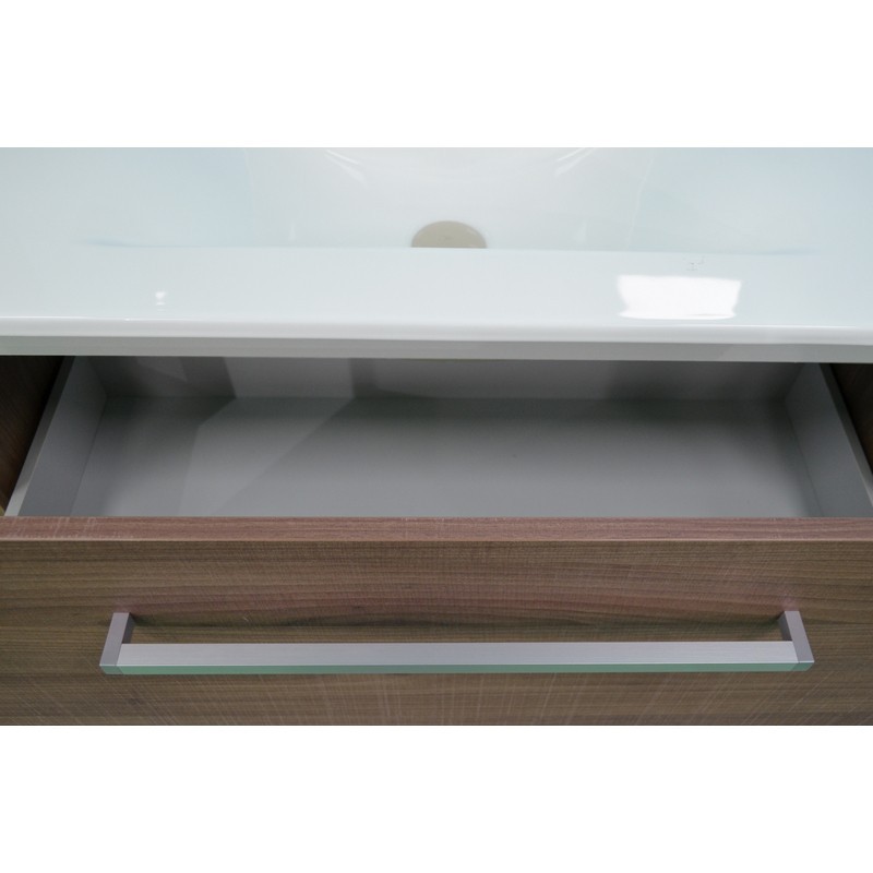 Mobile bagno sospeso noce tranchè 90 cm serie kio con lavabo e specchio DH 142-PK20090-NT