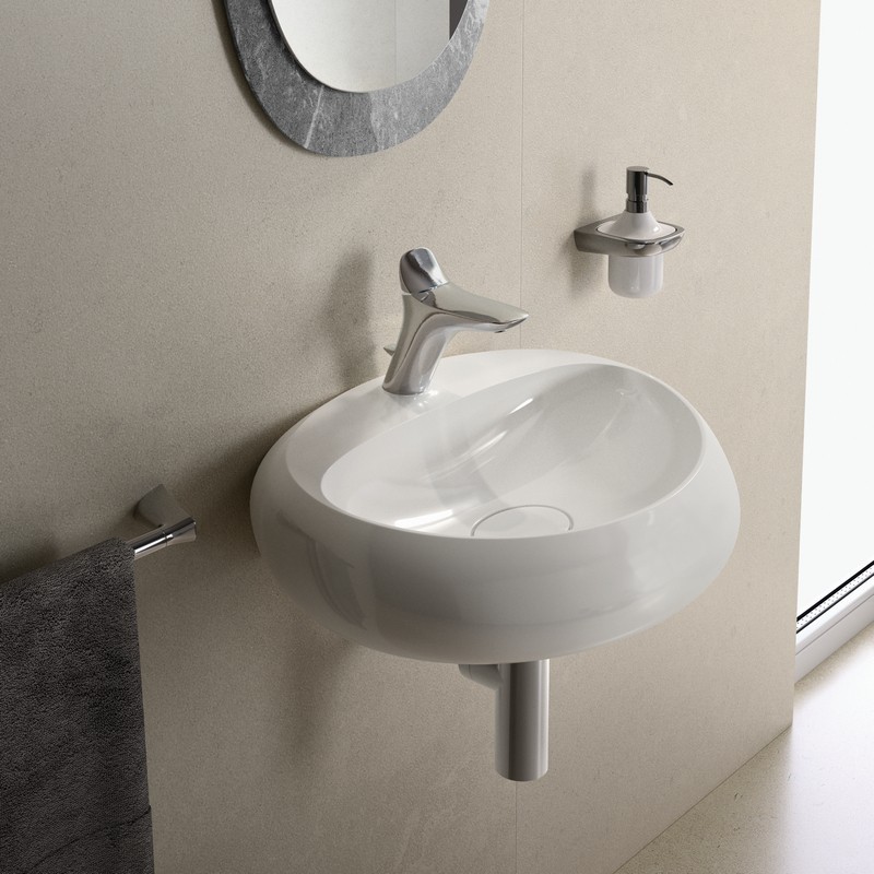 Lavabo sospeso cloud L 55 cm bianco alpino Rak Ceramics 182-P100-BA55