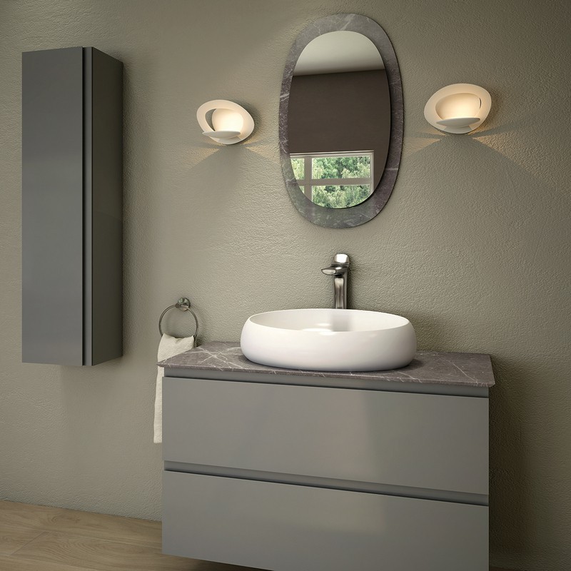 Lavabo da appoggio cloud ovale bianco opaco Rak Ceramics 182-P112-BM58