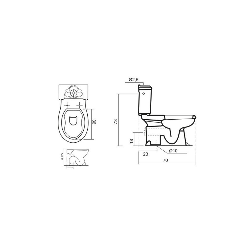 Vaso per monoblocco scarico a pavimento serie Vienna LINPH 182-RV420-P