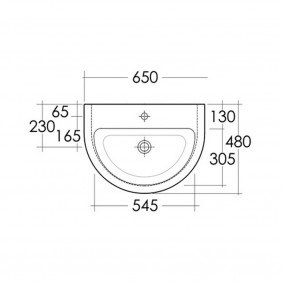 Lavabo sospeso 65 cm serie Moon Rak Ceramics 182-S100-65