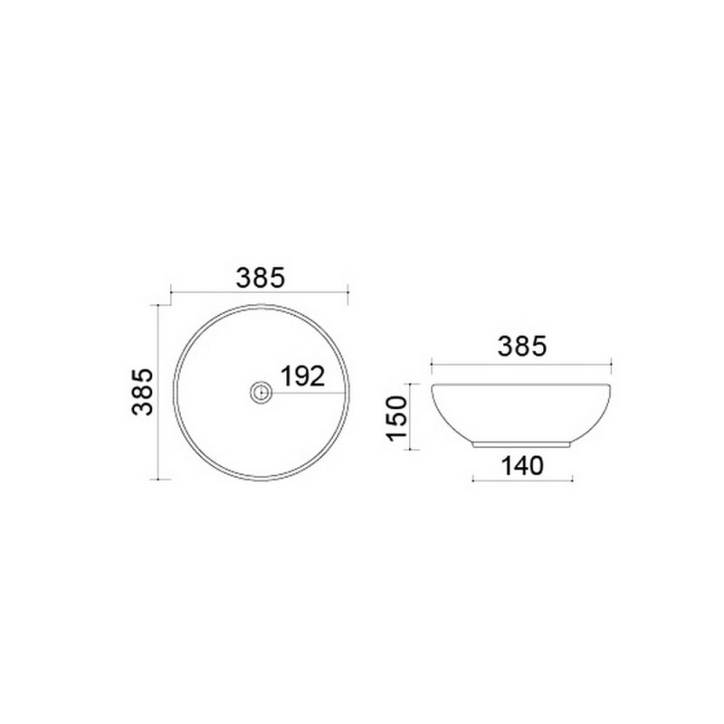 Lavabo d'appoggio matt LINPH 185-LVM02-BI385