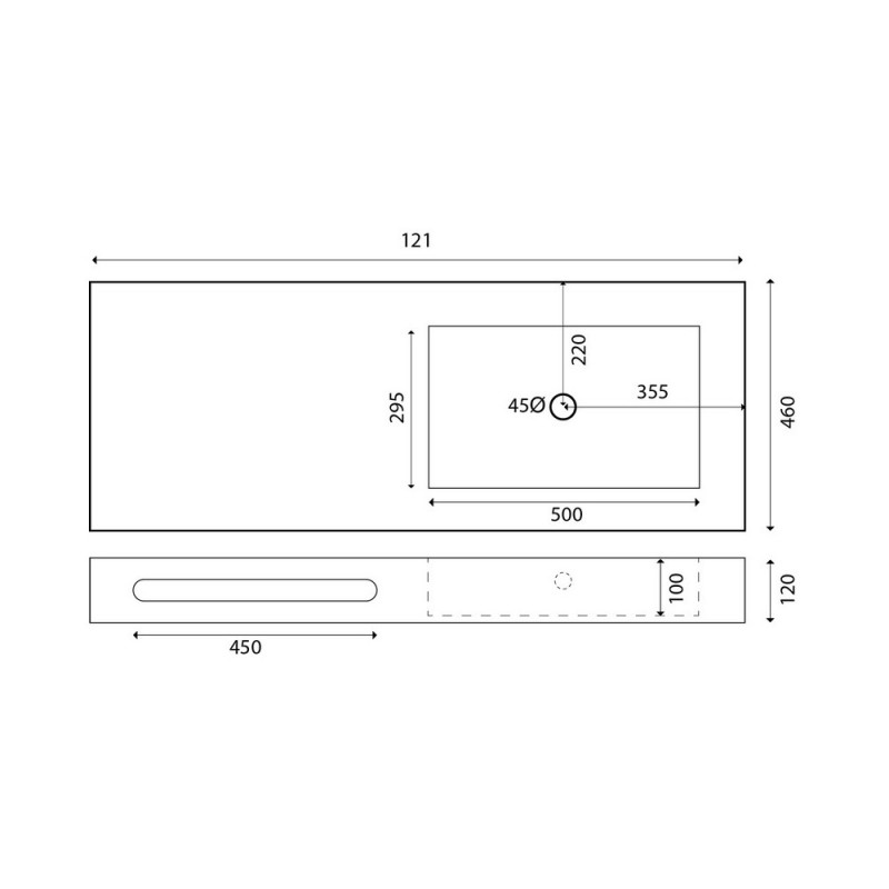 Lavabo linea emotion serie sharp 3 Rak Ceramics 185-MSH03-B120S