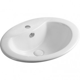 Lavabo sopra-piano bianco con foro rubinetto ls66 cm 56 x 46 LINPH 185-LS66