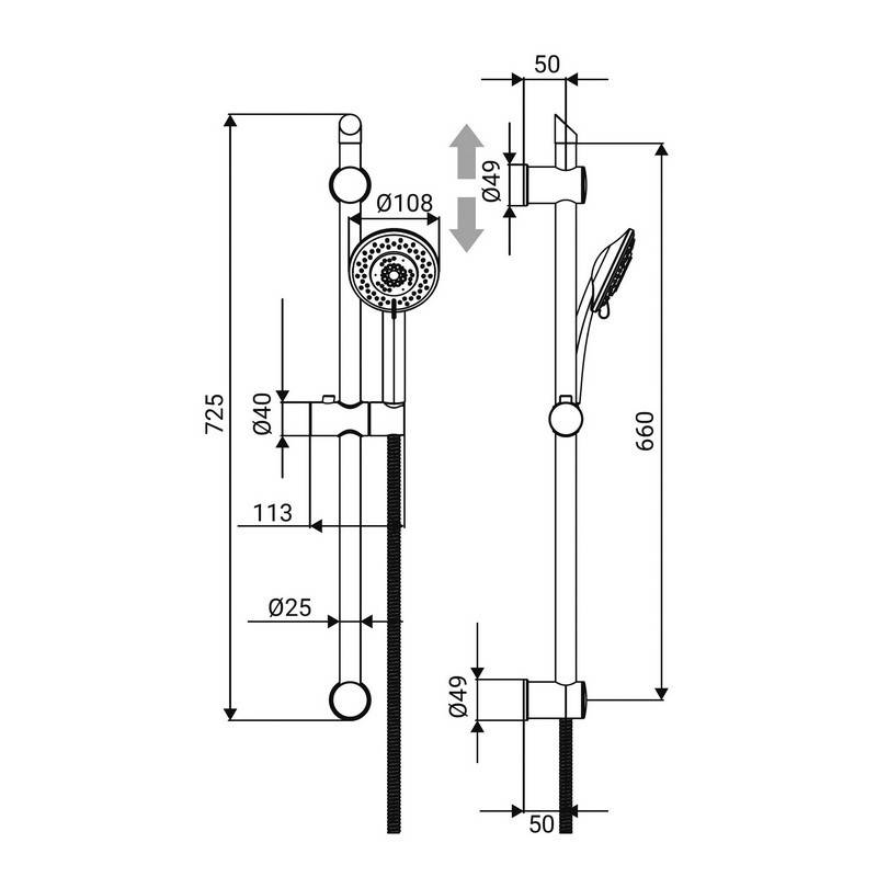 Saliscendi serie edera cromato, a 5 getti Idrobric BLISAL0120CR