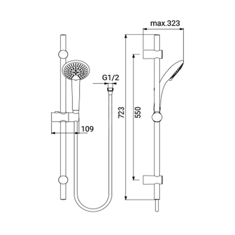 Saliscendi serie idealjeat cromato con doccino a 3 getti Idrobric BLISAL0144CR