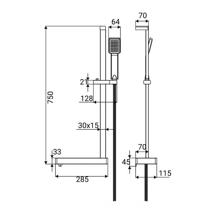 Saliscendi 1 getto cromato con mensola bianca in abs - Serie Tilos Idrobric BLISAL0148CR