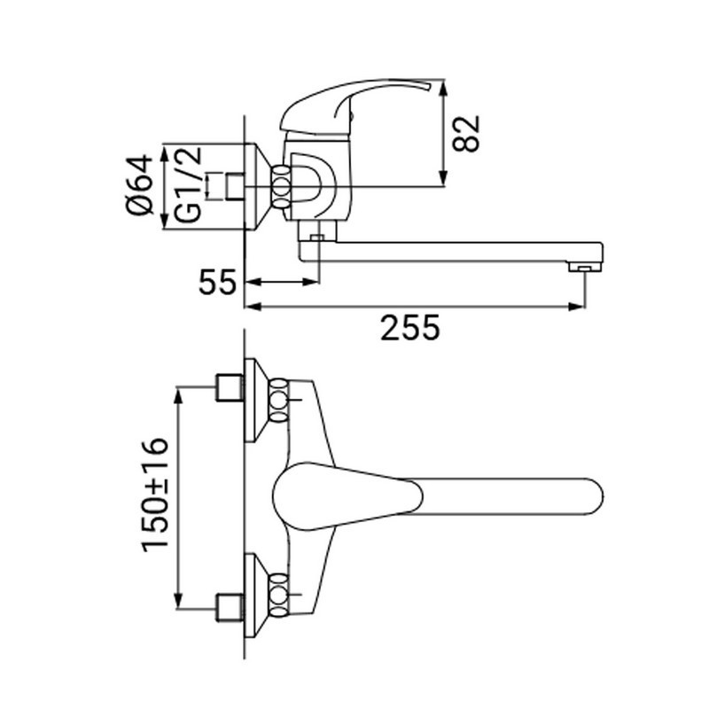 Miscelatore per lavello bocca girevole con attacco a perete serie titan cromato Idrobric J79716