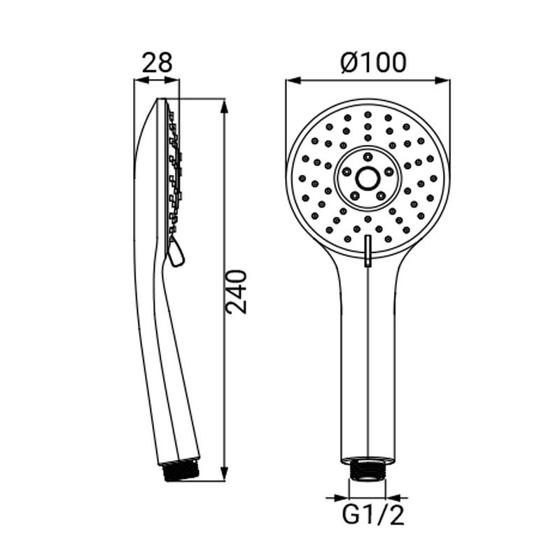 Doccetta a 3 getti anticalcare cromata - serie syros Idrobric SAPDOC0222CR