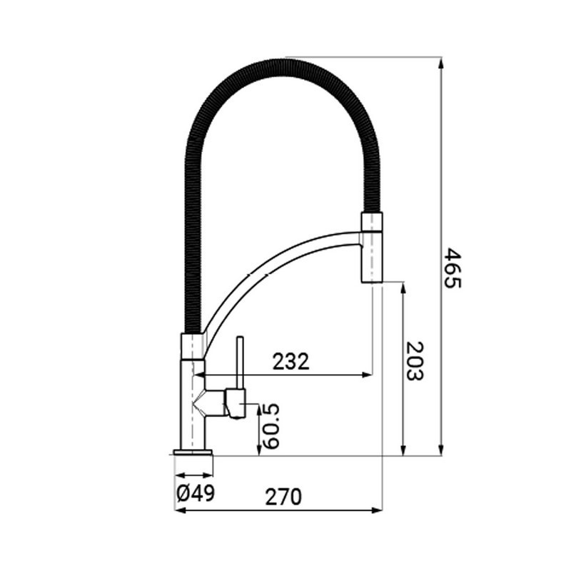 Miscelatore serie orlando per lavello cucina a bocca alta con doccetta estraibile monogetto Idrobric SCARUB0790AC