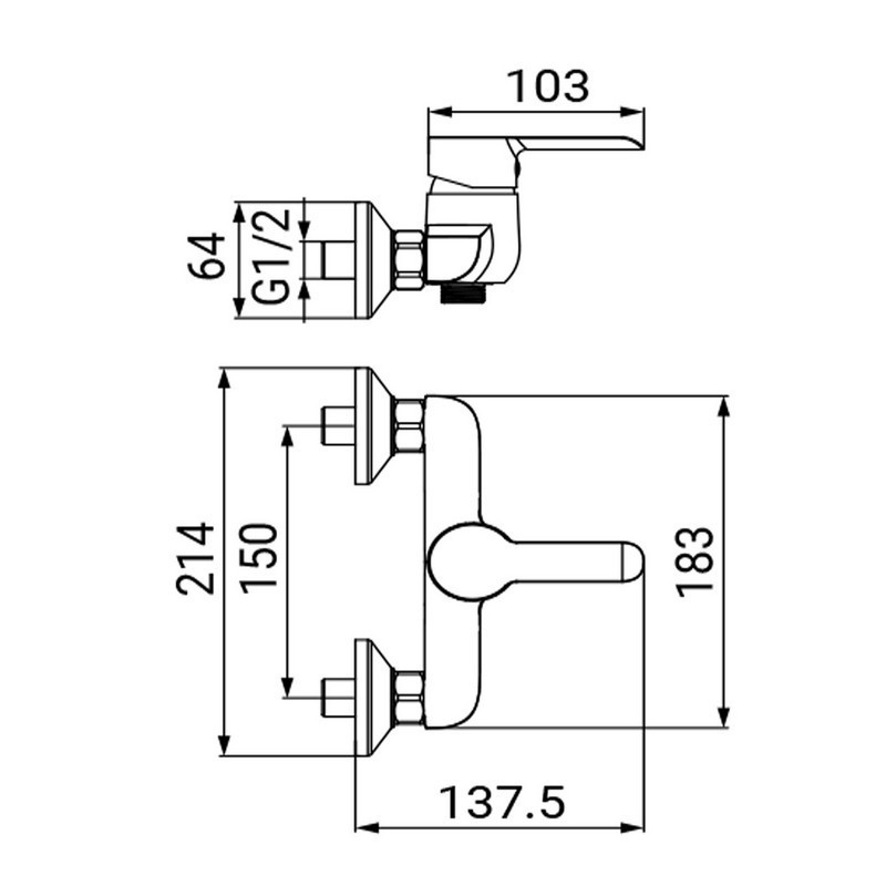 Miscelatore serie ariel monocomando esterno doccia, finitura cromata Idrobric SCARUB0795CR