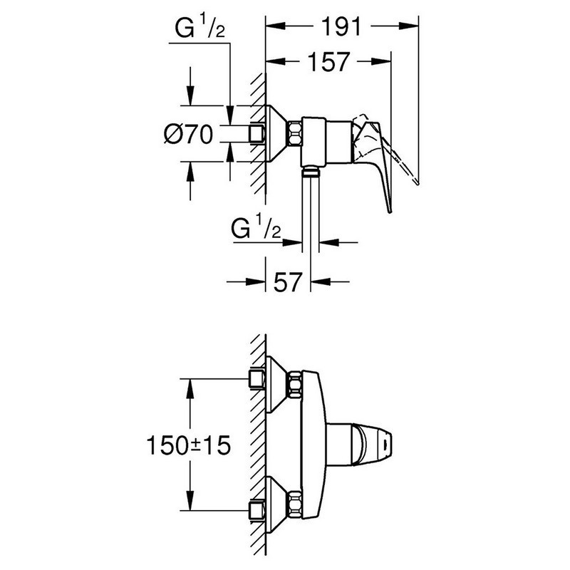 Rubinetto monocomando esterno doccia Grohe - Serie Start Flow Grohe SCARUB0976CR