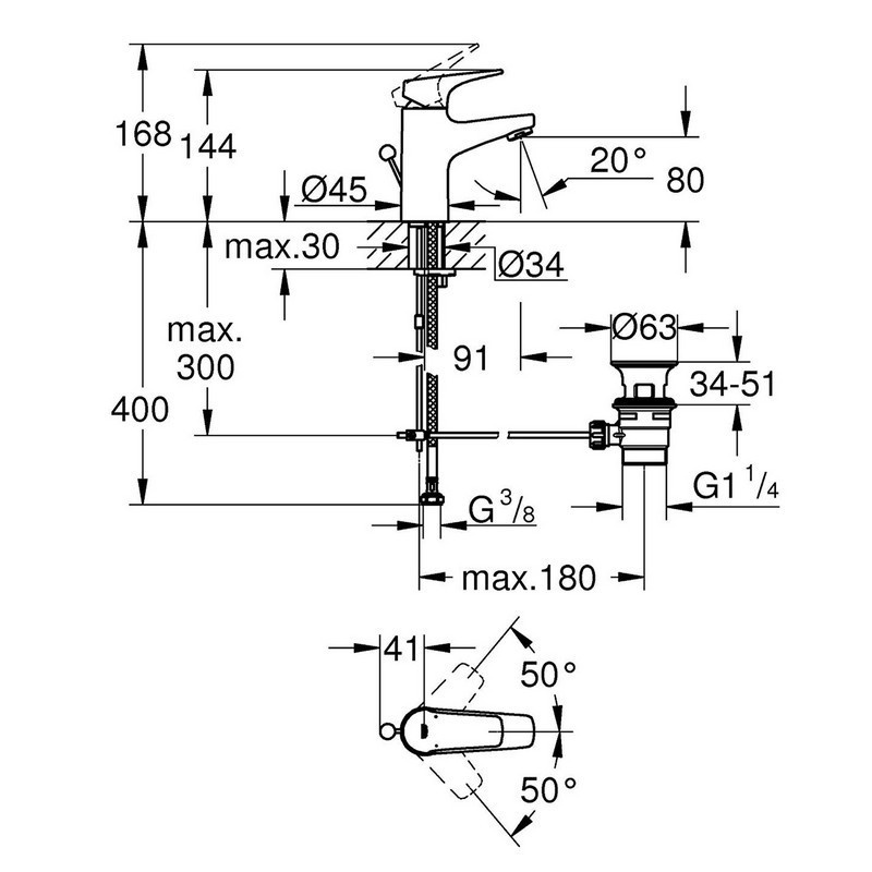 Miscelatore monocomando lavabo Grohe - Serie Start Flow Grohe SCARUB0977CR