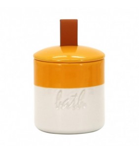 Barattolo in ceramica con coperchio giallo/bianco - serie Bath Aquasanit QL4150GW