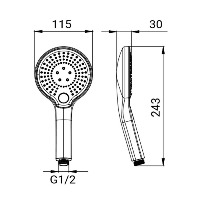 Doccia cromata e grigia con 3 getti - Serie Amos Idrobric SAPDOC0266CR